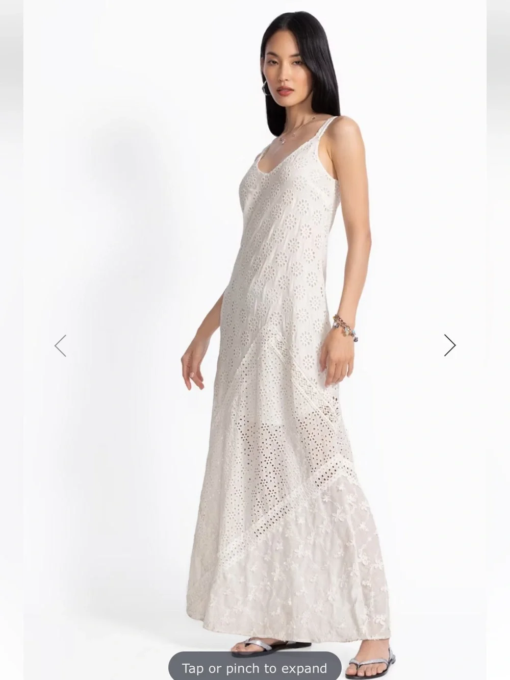 Jade 🌞GIGI White Eyelet Maxi Dress with V-Neck